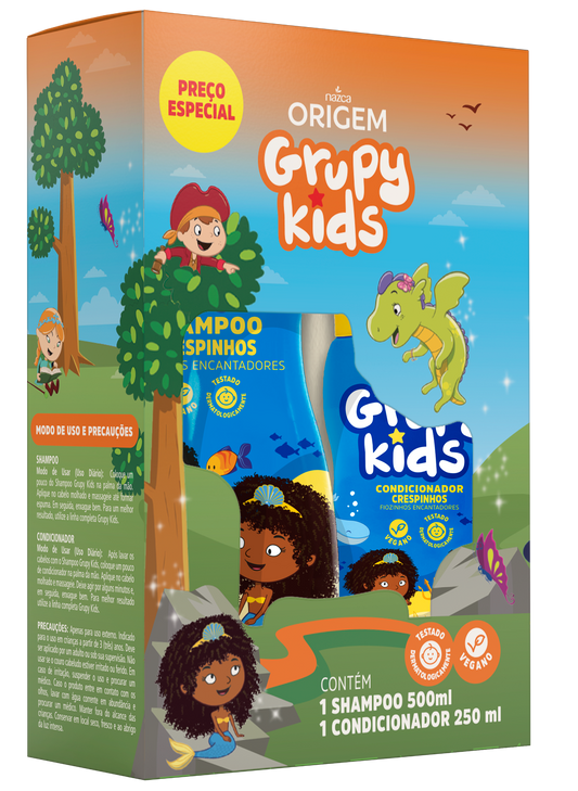 Kit Shampoo e Condicionador para Cabelos Crespos 500ml – Grupy Kids