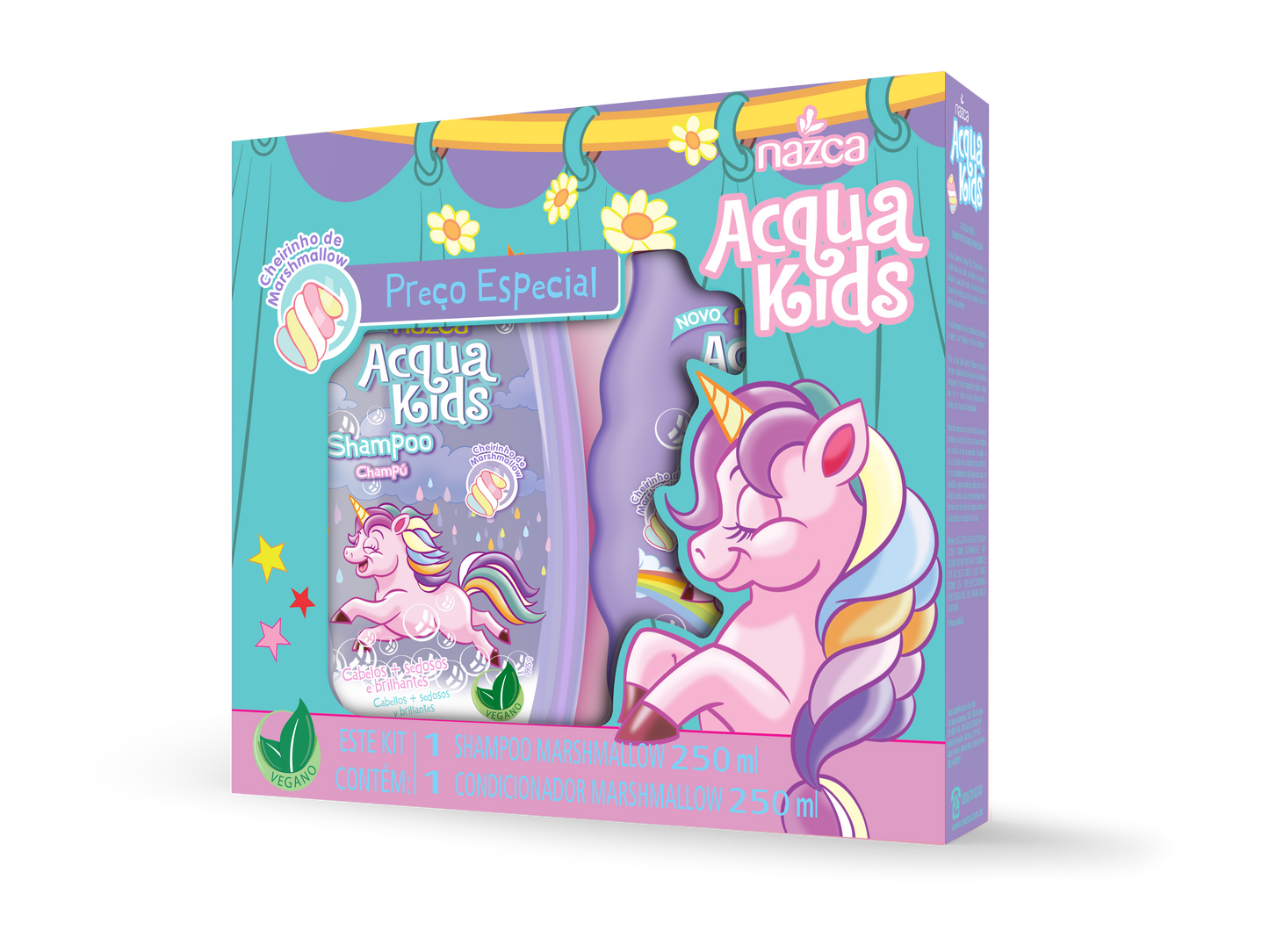 Kit Infantil Shampoo e Condicionador Hidratantes com Fragrância Marshmallow 250ml – Acqua Kids