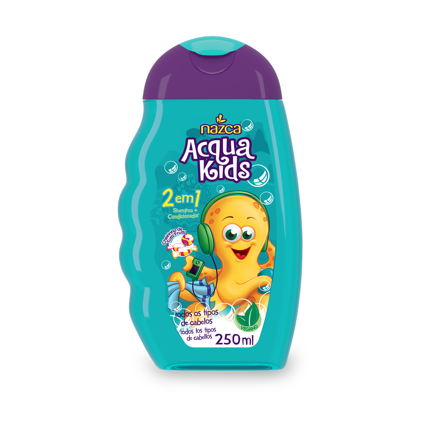 Shampoo Infantil 2 em 1 Vegano com Fragrância Tutti Frutti para Uso Diário 250ml – Acqua Kids