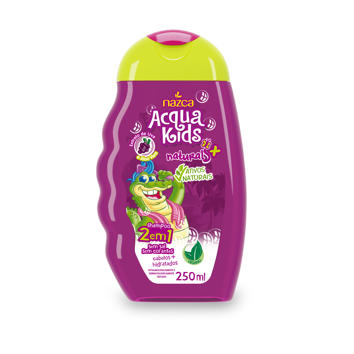 Shampoo Infantil 2 em 1 Vegano com Uva e Aloe Vera para Uso Diário 250ml – Acqua Kids