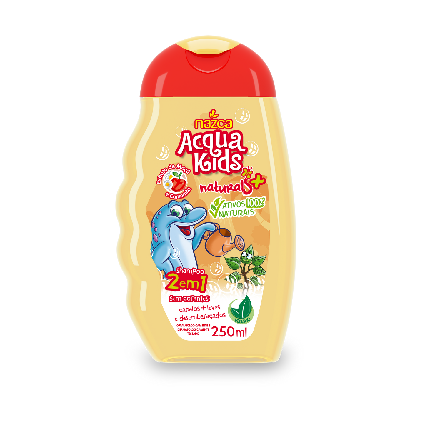 Shampoo Infantil 2 em 1 Vegano com Maçã e Camomila para Uso Diário 250ml – Acqua Kids