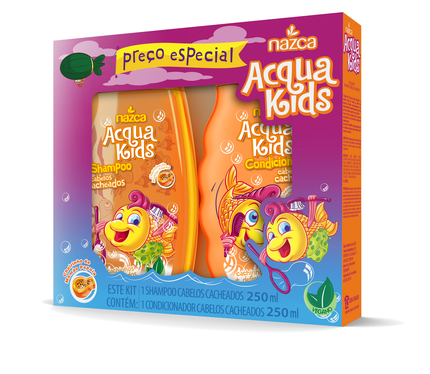 Kit Infantil Shampoo e Condicionador Veganos para Cabelos Cacheados 250ml – Acqua Kids