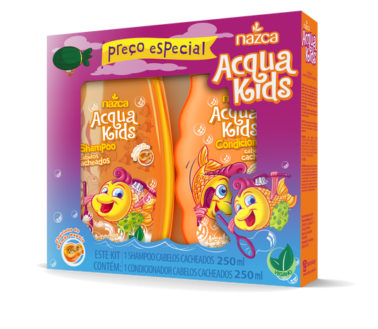 Kit Infantil Shampoo e Condicionador Veganos para Cabelos Cacheados 250ml – Acqua Kids