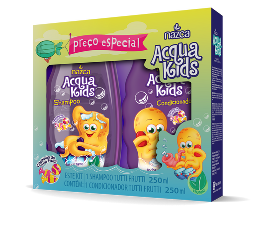 Kit Infantil Shampoo e Condicionador Veganos com Fragrância Tutti Frutti 250ml – Acqua Kids