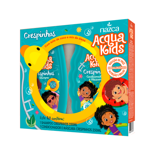 Kit Infantil Shampoo e Condicionador para Cabelos Crespinhos com Cuidado Suave – Acqua Kids