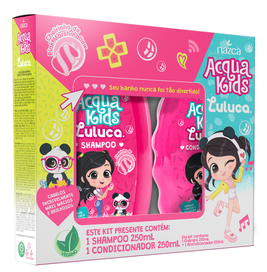 Kit Infantil Shampoo e Condicionador para Todos os Tipos de Cabelo com Fórmula Suave – Acqua Kids Luluca