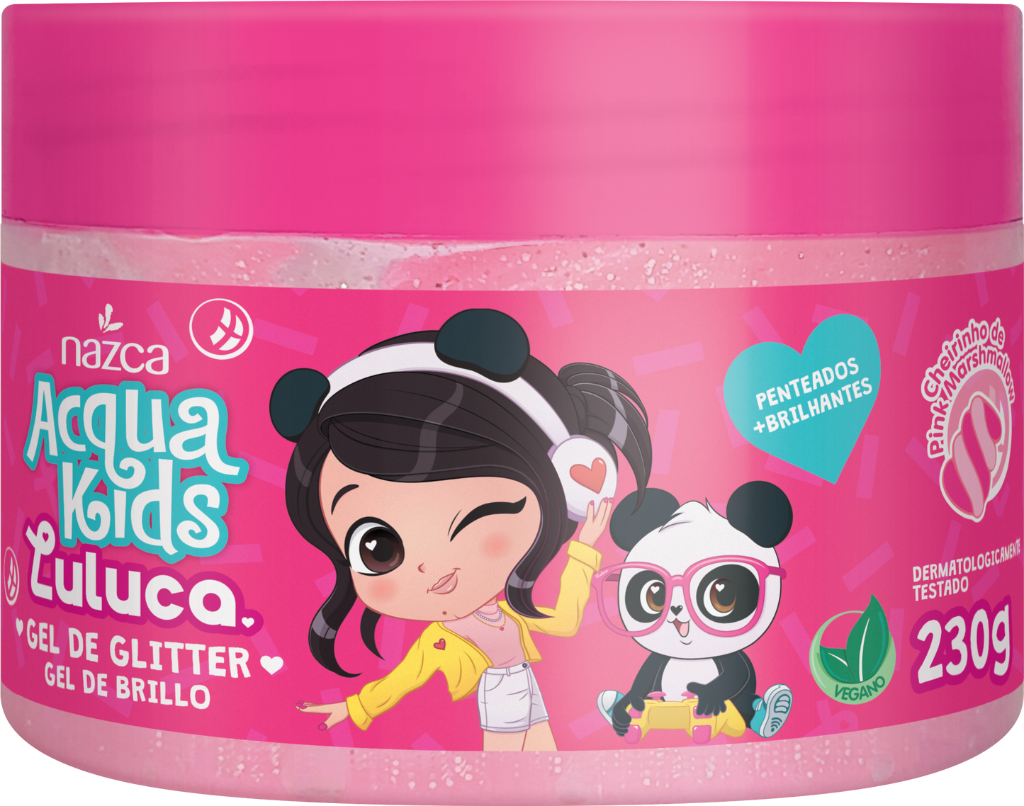 Gel Glitter Infantil Condicionante para Todos os Tipos de Cabelo 230g – Acqua Kids Luluca