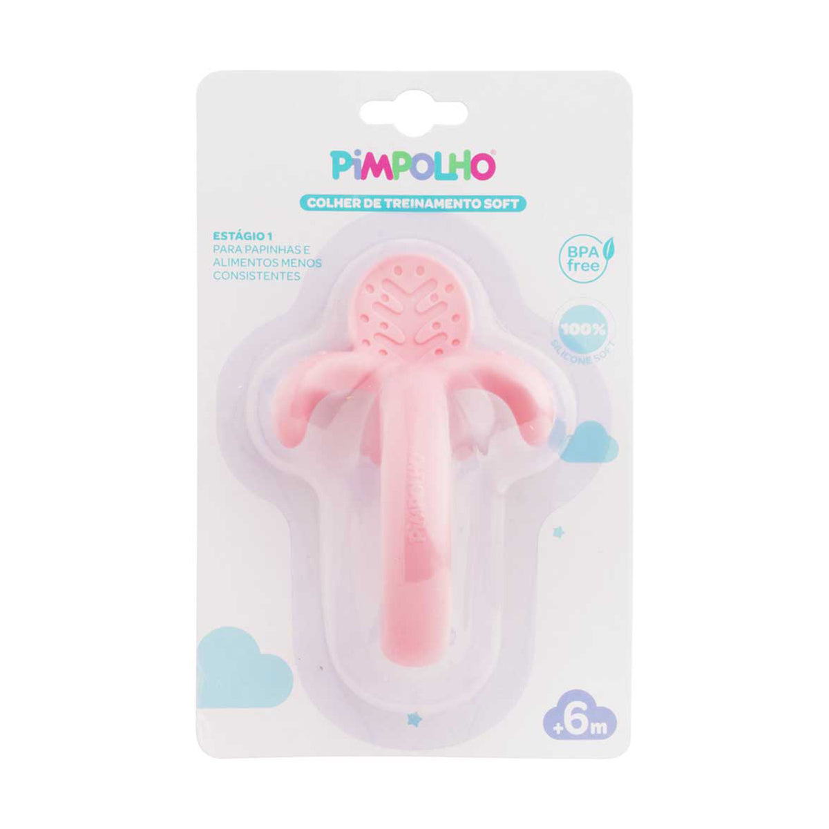 Colher de Treinamento Infantil Soft em Silicone Rosa – Pimpolho