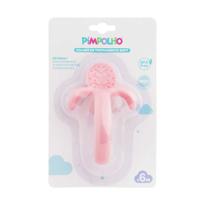 Colher de Treinamento Infantil Soft em Silicone Rosa – Pimpolho