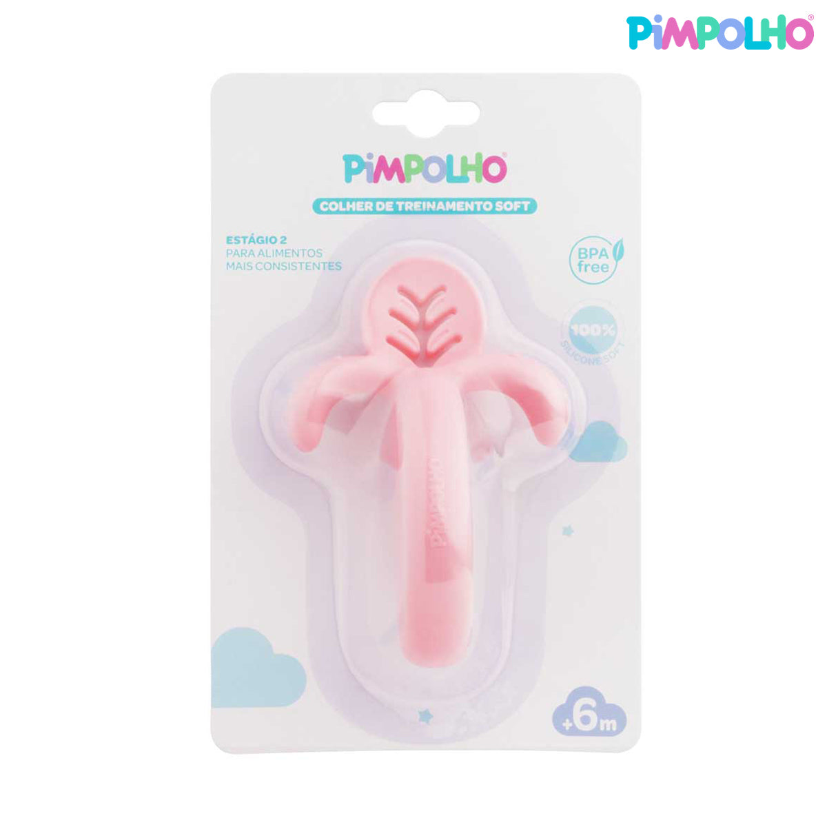 Colher de Treinamento Infantil Soft em Silicone Rosa – Pimpolho