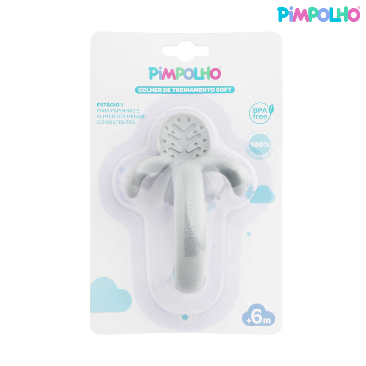 Colher de Treinamento Infantil Soft em Silicone Cinza – Pimpolho