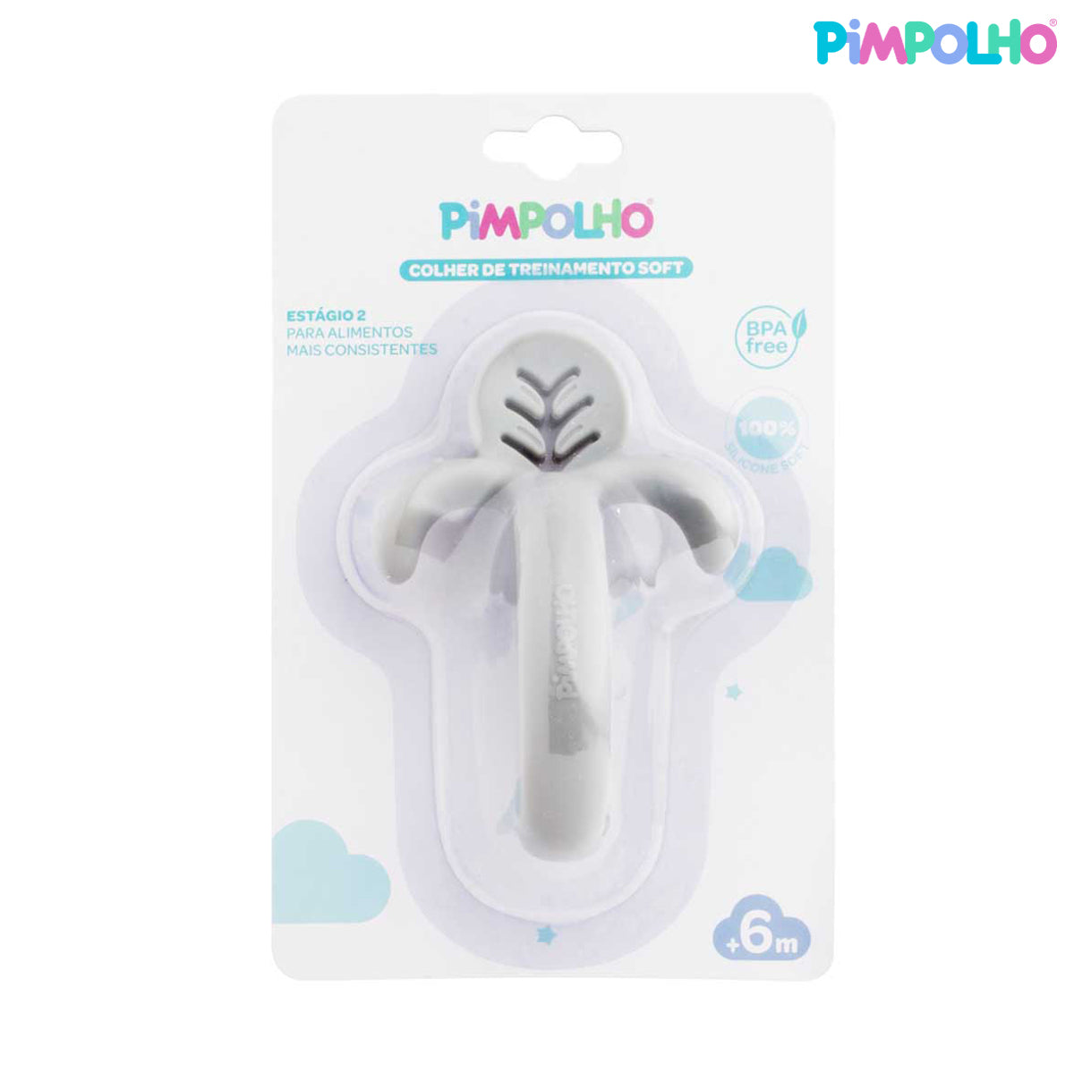 Colher de Treinamento Infantil Soft em Silicone Cinza – Pimpolho