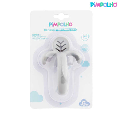 Colher de Treinamento Infantil Soft em Silicone Cinza – Pimpolho