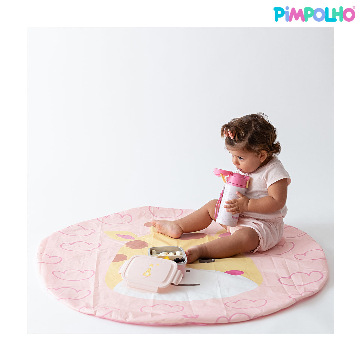 Garrafa Infantil de Alumínio 500ml Girafa Feminina Rosa e Verde – Pimpolho