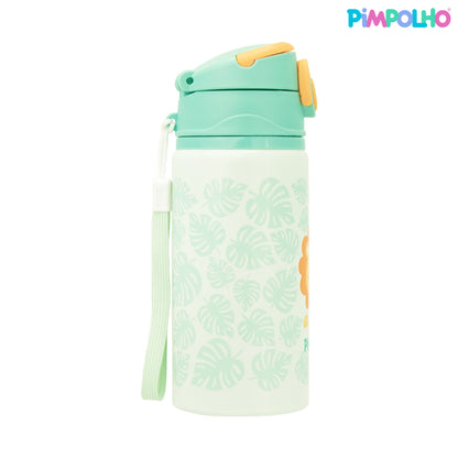 Garrafa Infantil de Alumínio 500ml Girafa Feminina Rosa e Verde – Pimpolho