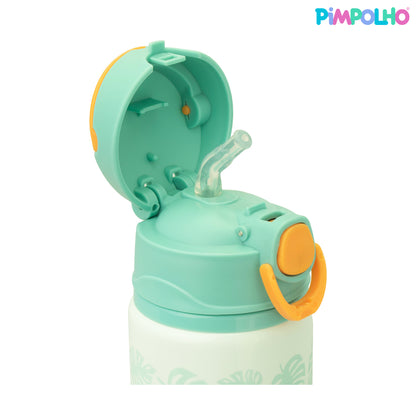 Garrafa Infantil de Alumínio 500ml Girafa Feminina Rosa e Verde – Pimpolho