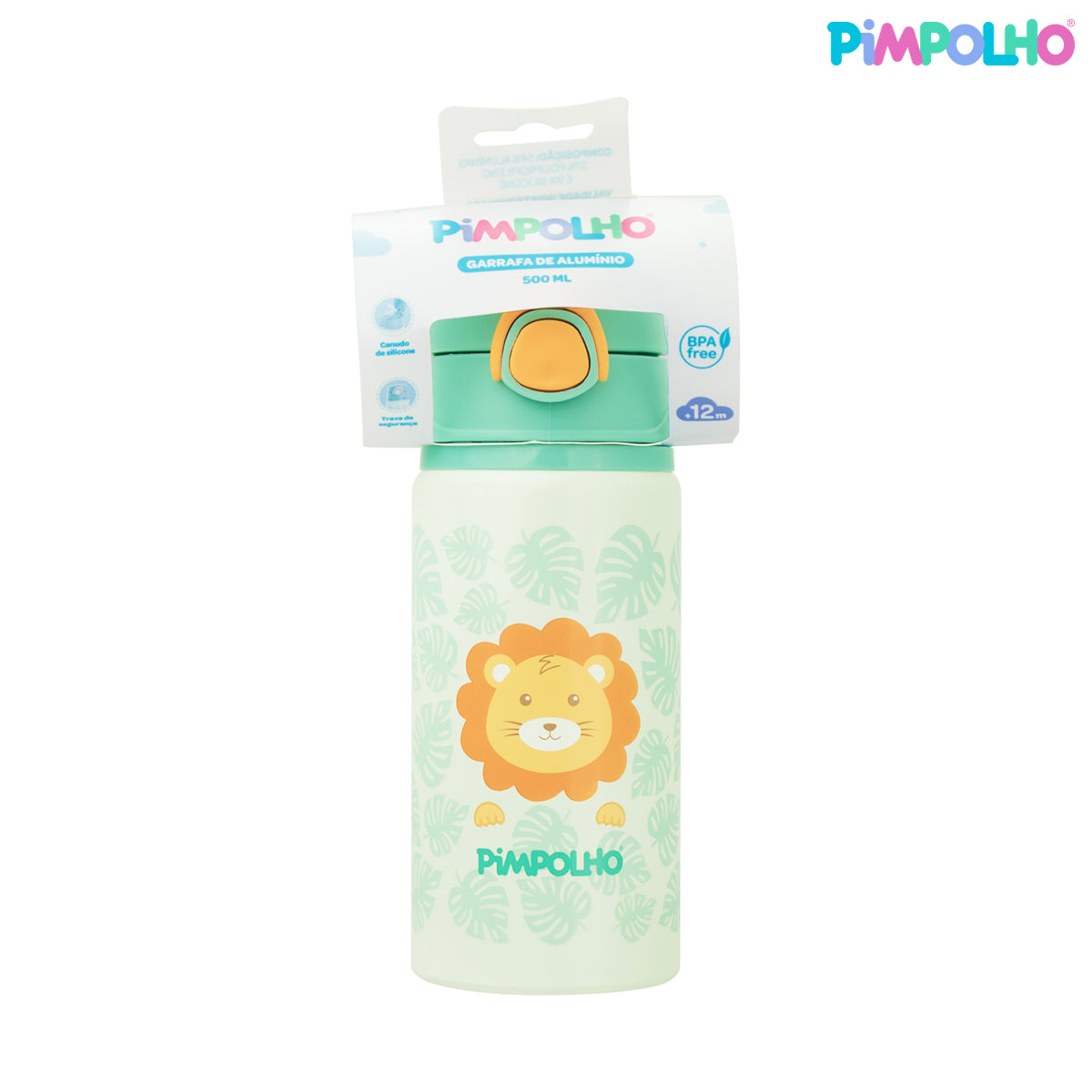 Garrafa Infantil de Alumínio 500ml Girafa Feminina Rosa e Verde – Pimpolho