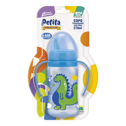 Copo de Treinamento Infantil com Válvula Redutora e Alça Cristal Azul e Rosa 270ml – Petita