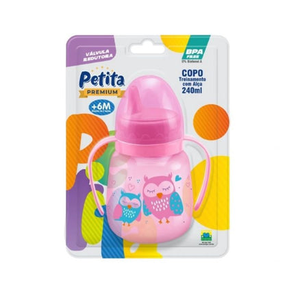 Copo de Treinamento Infantil com Válvula Redutora e Alça Color Azul 240ml – Petita