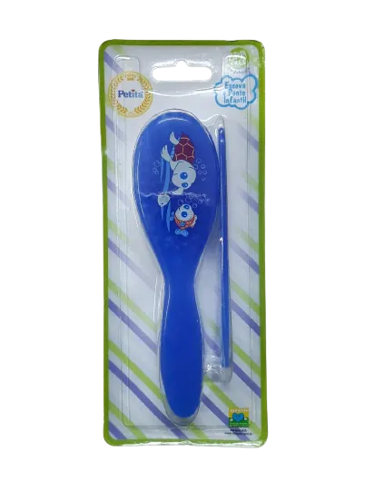 Conjunto Infantil Escova e Pente PET Fundo do Mar Azul e Rosa – Pettita
