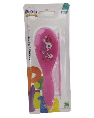 Conjunto Infantil Escova e Pente PET Fundo do Mar Azul e Rosa – Pettita