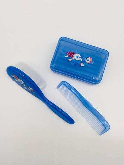 Kit de Banho Infantil Mar com Escova e Pente Color Azul e Rosa BPA Free – Petita
