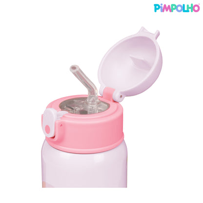 Garrafa Térmica Infantil em Aço Inox 400ml com Canudo Feminina e Masculina – Pimpolho