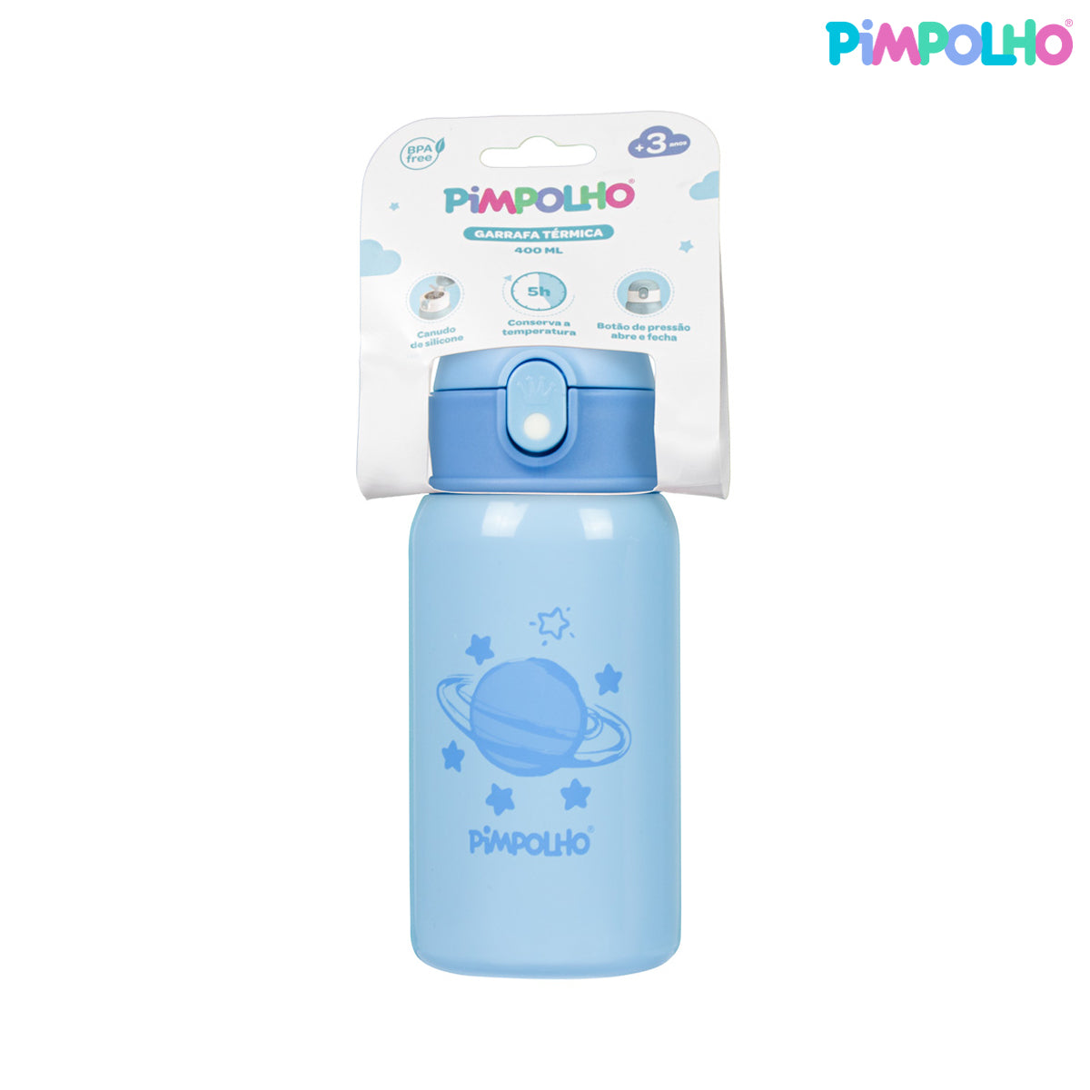 Garrafa Térmica Infantil em Aço Inox 400ml com Canudo Feminina e Masculina – Pimpolho