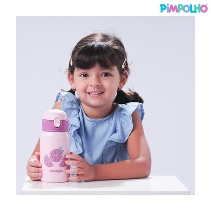 Garrafa Térmica Infantil em Aço Inox 400ml com Canudo Feminina e Masculina – Pimpolho