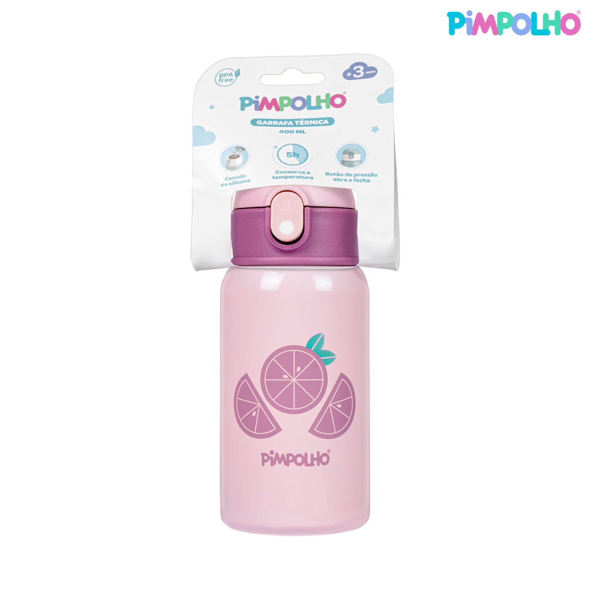 Garrafa Térmica Infantil em Aço Inox 400ml com Canudo Feminina e Masculina – Pimpolho